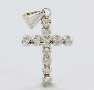 Vintage 14K White Gold Diamond Cross Pendant Fine Estate Jewelry