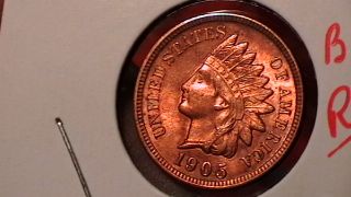  Red Brilliant Uncirculated Four Diamonds Indian Head Cent 8299