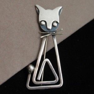 Cat Pin Vintage Sterling Silver Delfino Taxco Brooch Figural Animal