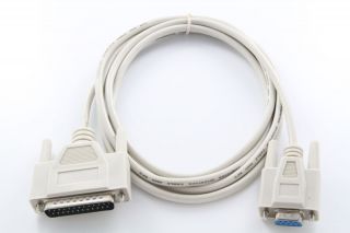  Female to 25 Pin DB25 Male Serial Cable Adapter Converter Gray
