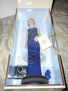 Franklin Mint Princess Diana Doll in Dark Blue Dress NRFB Retired