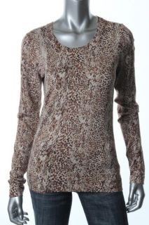 Diane Von Furstenberg New Beige Printed Crew Neck Pullover Sweater M