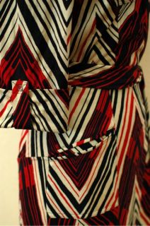 Diane Von Furstenberg Dress Wrap 100 Silk Red Black Pockets 3 4 Sleeve