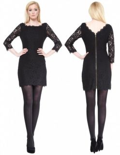 Diane von furstenberg Zarita Lace Black Dress U S Size 6 U K Size 10