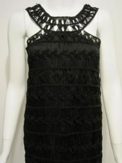 New Diane Von Furstenberg Liza Blk Crochet Dress P $568