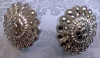 Vintage Art Deco Sterling Silver Earrings Marcasite Round 1 2 Screw