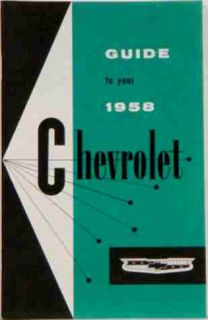 1958 Chevy Owners Manual Envelope Delray Biscayne Bel Air Nomad Sedan