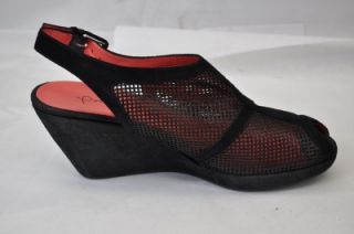 Pas de Rouge Cona A951 Italy EAE Black Sexy Mesh Suede 3Heel $440 42