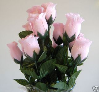 Artificial Silk Pink Raindrop Dew Drop Rose Bud Flower