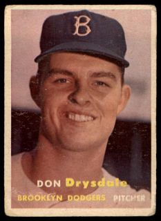 1957 Topps 18 Don Drysdale RK Deans Cards 1 5 Fr B57T 00 6397