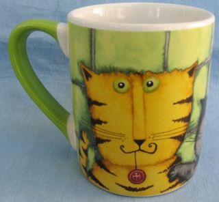 tabby cat coffee mug cup debi hron gibson green new