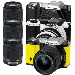 Pentax K 01 Digital Camera w/ 18 55mm & 50 200mm Lenses (Black, White