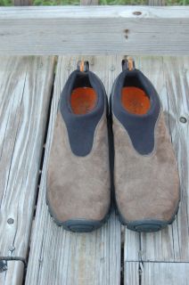 Mens Merrell Brown Leather Gunsmoke Slip on Clogs Shoes Boots 8 5