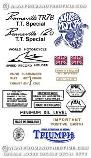  60 Bonneville TR7B TT Special Decals Triumph Bonneville Decals