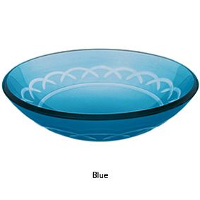 DecoLav Blue Etched Art Glass Vessel Sink Bathroom Vanity Bowl 1020 BL