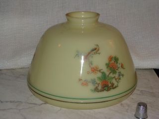 Vintage Custard Glass Lamp Shade w Chinese Oriental Floral Design