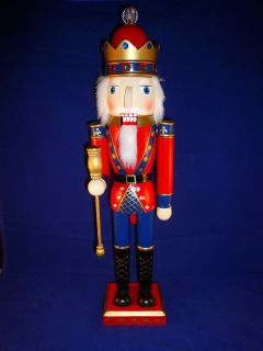 20 inch Decorative Wooden Nutcracker Blue Red with Scepter