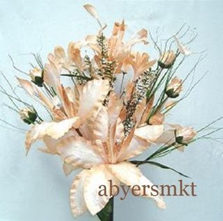 27 inch Floral PEACH Silk Flowers, Artificial Plants, Wedding