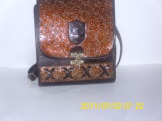 Vintage Dina Jordan Leather Brown Crossbody Handbag