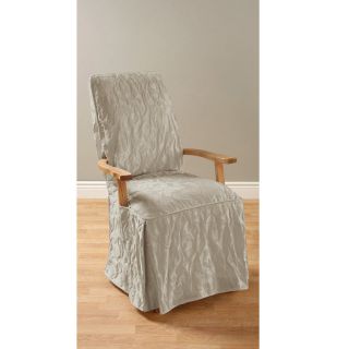 Matelasse Damask Long Arm Dining Room Chair Cover Linen