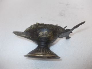  RARE Old Beautiful Peacock Figure Brass Temple Oil Lamp Deepak