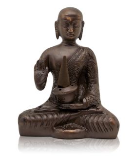 Medicine Buddha Incense Burner for Cones Sticks Brass 5 High