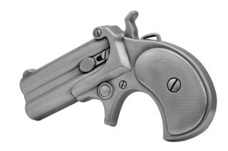 Brushed Metal Derringer Handgun Belt Buckle Pistol Gun Revolver
