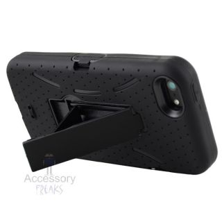 Black Dual Layer Defender Kick Stand Hard Impact Case Cover for iPhone