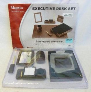  Office Supply Eco Friendly Leather Executive Desk Set Brown