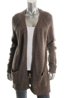 Design History New Brown Ribbed Trim Long Sleeves Cardigan Sweater M