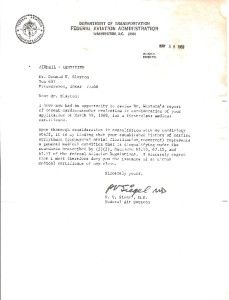 Deke Slayton FAA 1968 Letter Denying His Request to Fly in Space NASA