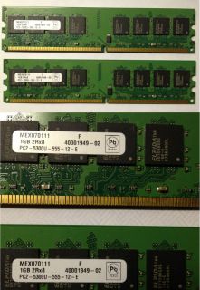 2X1GB DDR2 PC2 5300U 667MHz Desktop PC Ram Memory Sticks *2GB*