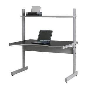 Ikea Jerker Desk Standing Adjustable Computer Black Gray Shelf