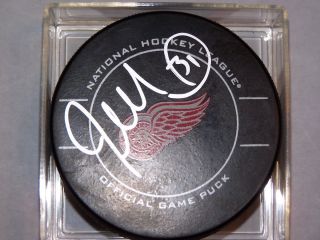 Joey MacDonald Detroit Red Wings Signed Game Puck w COA