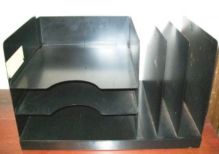 Vintage Black Metal Desktop Organizer File Sorter Desk Tray Great Deal