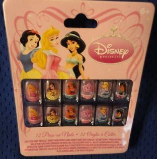 NEW Disney Princess 12 Press On Nails Glitter Tips Snow White Jasmine