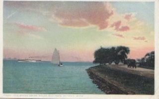 Detroit MI Shore Drive Belle Island Park Postcard