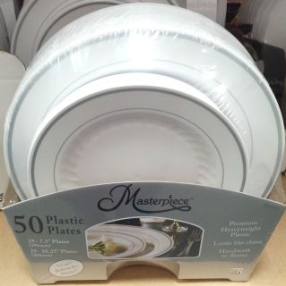  Plastic Plates Set 50ct Dinner 10 25 Salad 7 5 Reusable Plate