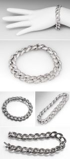 Carat Diamond Bracelet 7 5 inch Chain Design Solid 18K White Gold