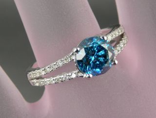 72 Ct Genuine Diamond Ring 1 52 Ct Blue Diamond Center