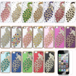 Bling 3D Peacock Diamond Crystal Case Cover for iPhone 5 5G + Screen