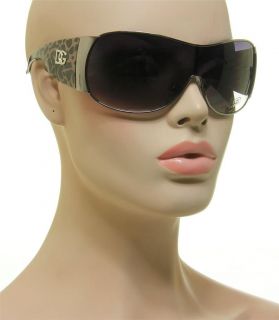  DG Oversized Fashion Shield Dark Leopard Print Gun Metal Sunglasses
