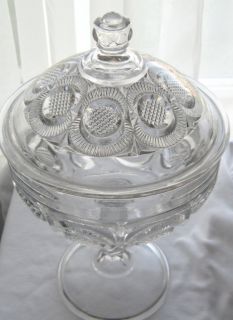 EAPG Diamond Point Discs Covered Compote Higbee