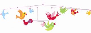 Djeco Flight of Fancy Colorful Birds Modern Hanging Baby Mobile
