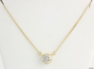 4ct Genuine Round Diamond Solitaire Pendant Necklace   14k Yellow