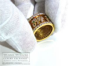 Authentic Cartier Diamond Emerald Elephant Ring 54