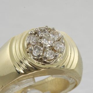 Fine Estate Mens 14k Gold Diamond Cluster Ring Jewelry