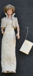 Franklin Mint Princess Diana Porcelain Doll White Beaded