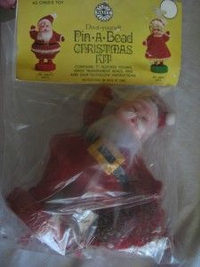 Vintage Walco Pin Bead Ornament Kit Christmas Mr Santa Claus Leewards