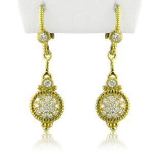 Judith Ripka 18K Gold Diamond Drop Earrings